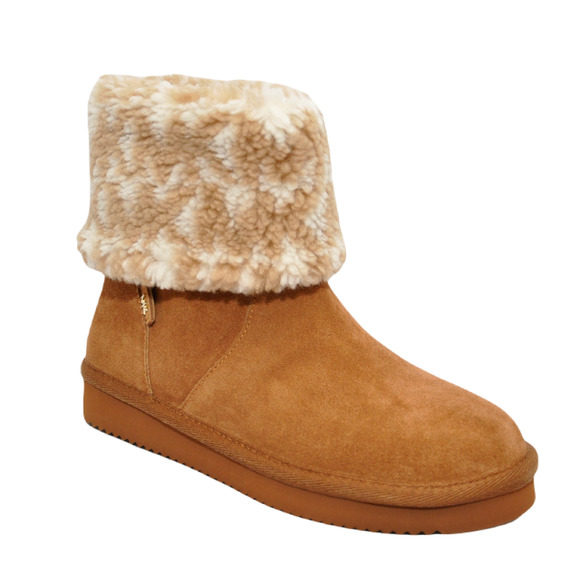 Michael Kors JULIA Faux Suede/Shearling Ankle Boot Bootie Luggage/Brown 5/7 Nib - Picture 3 of 8